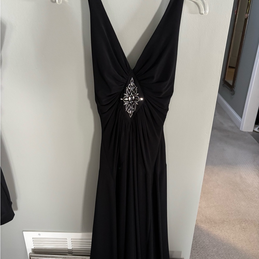 Laundry By Shelli Segal Black Backless Dress with Embellished Detail
